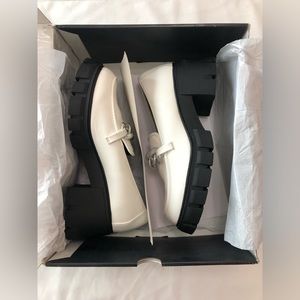 Torrid Chunky White PU Loafers With Silver Metal Chain Accents 10